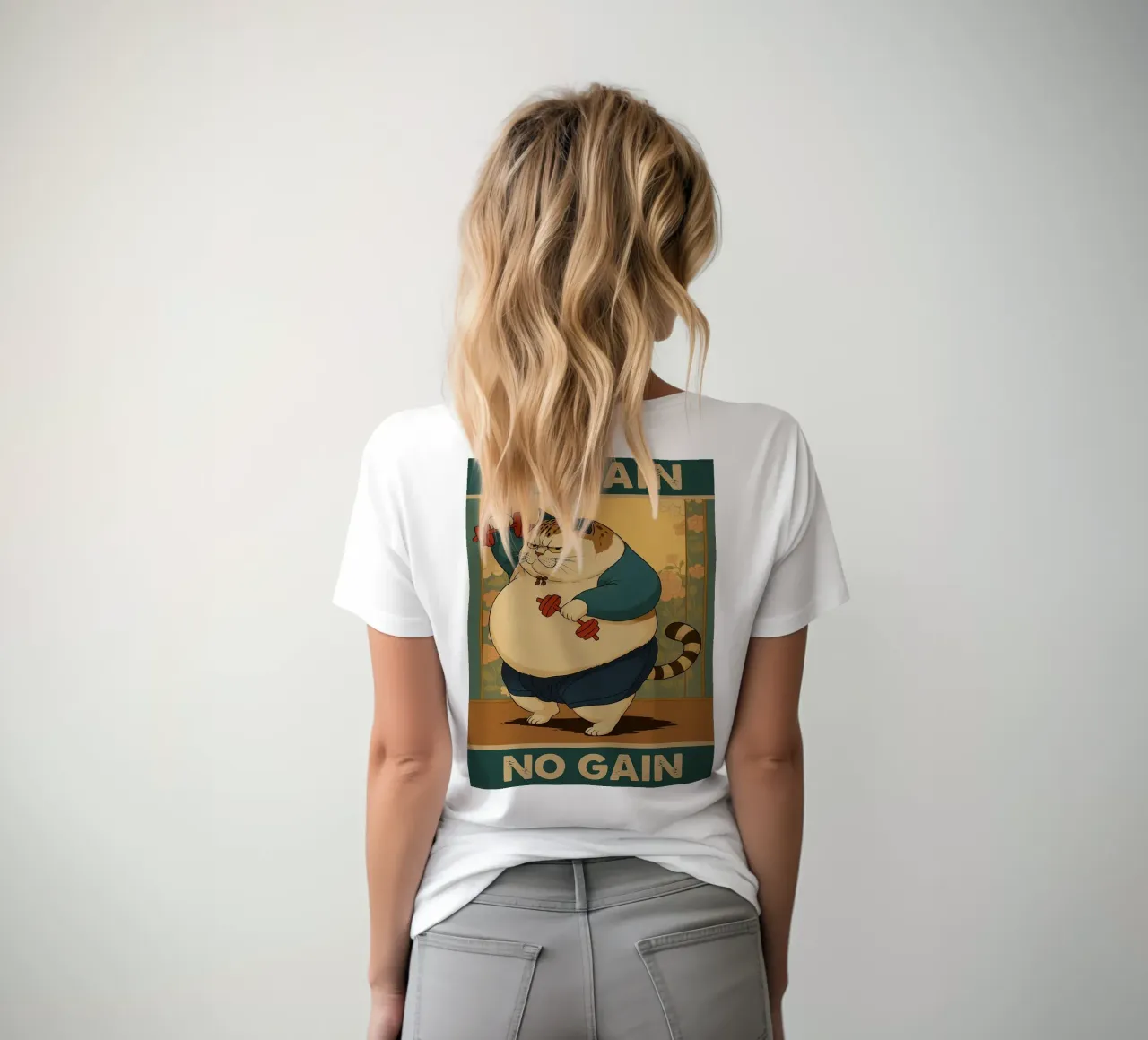 nessun dolore nessun guadagno gatto grasso t-shirt da Botania