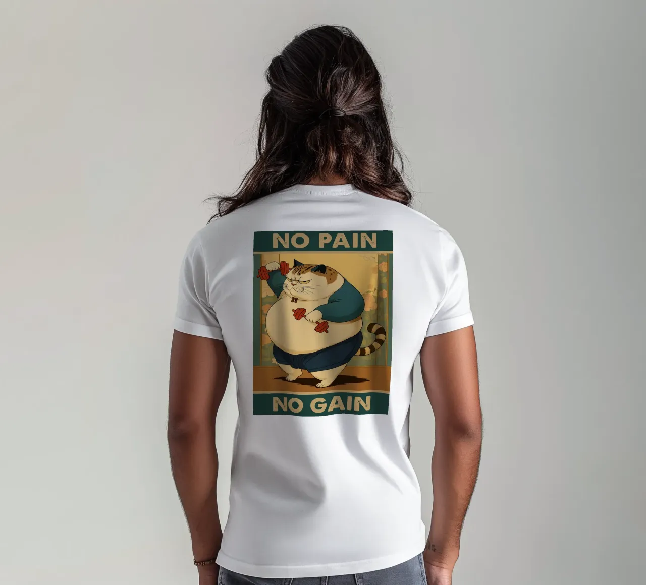 nessun dolore nessun guadagno gatto grasso t-shirt da Botania