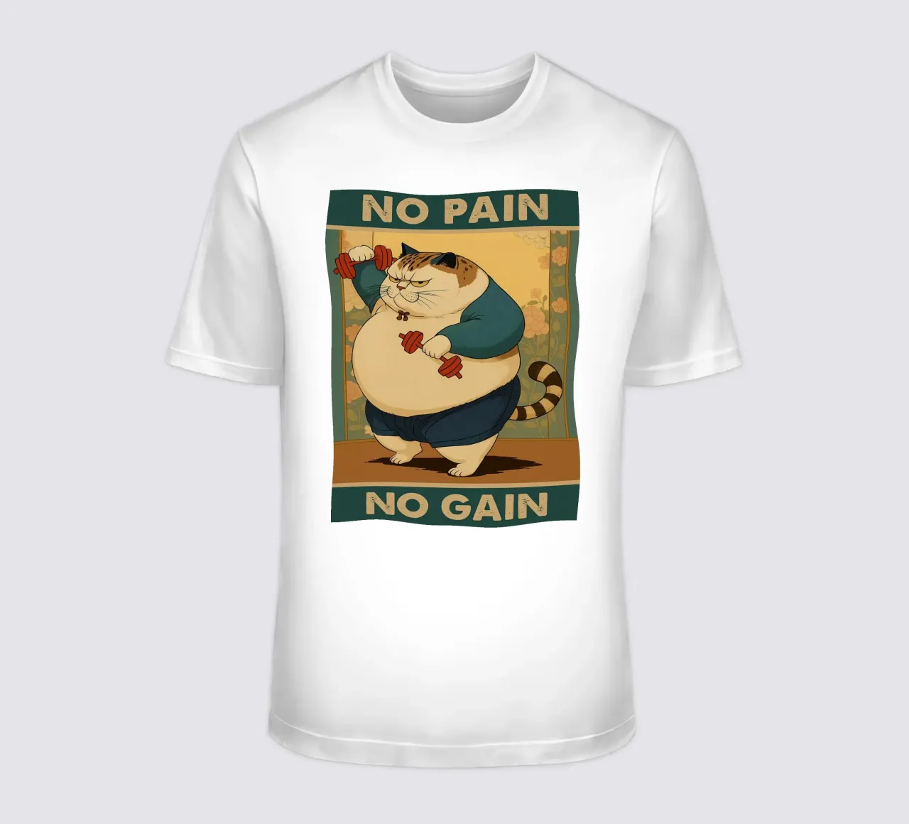 nessun dolore nessun guadagno gatto grasso t-shirt da Botania