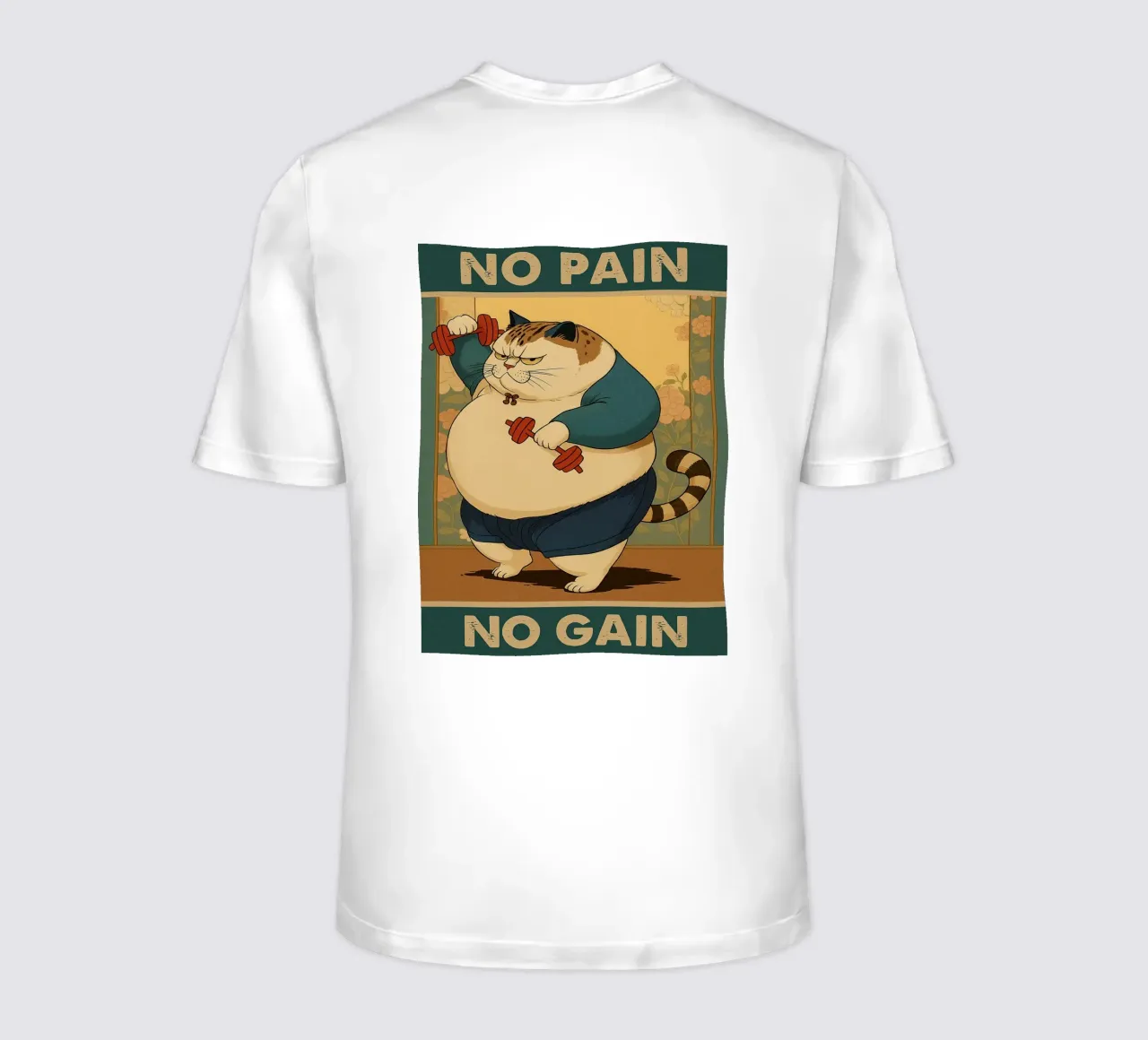 nessun dolore nessun guadagno gatto grasso t-shirt da Botania