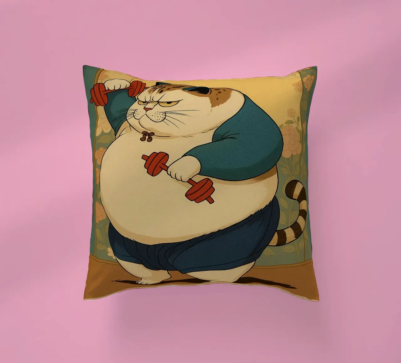 nessun dolore nessun guadagno gatto grasso cuscino da Botania