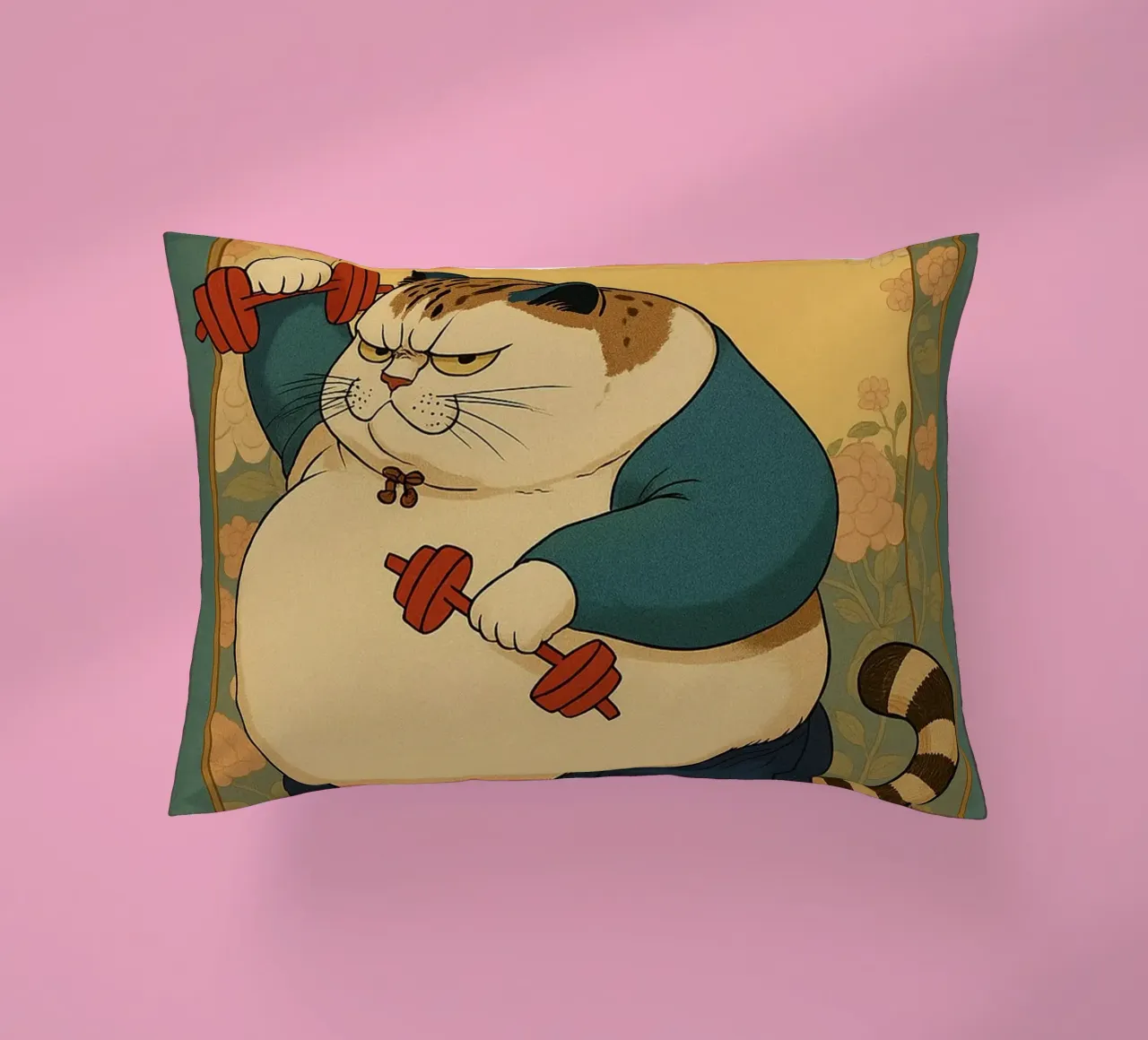 nessun dolore nessun guadagno gatto grasso cuscino da Botania