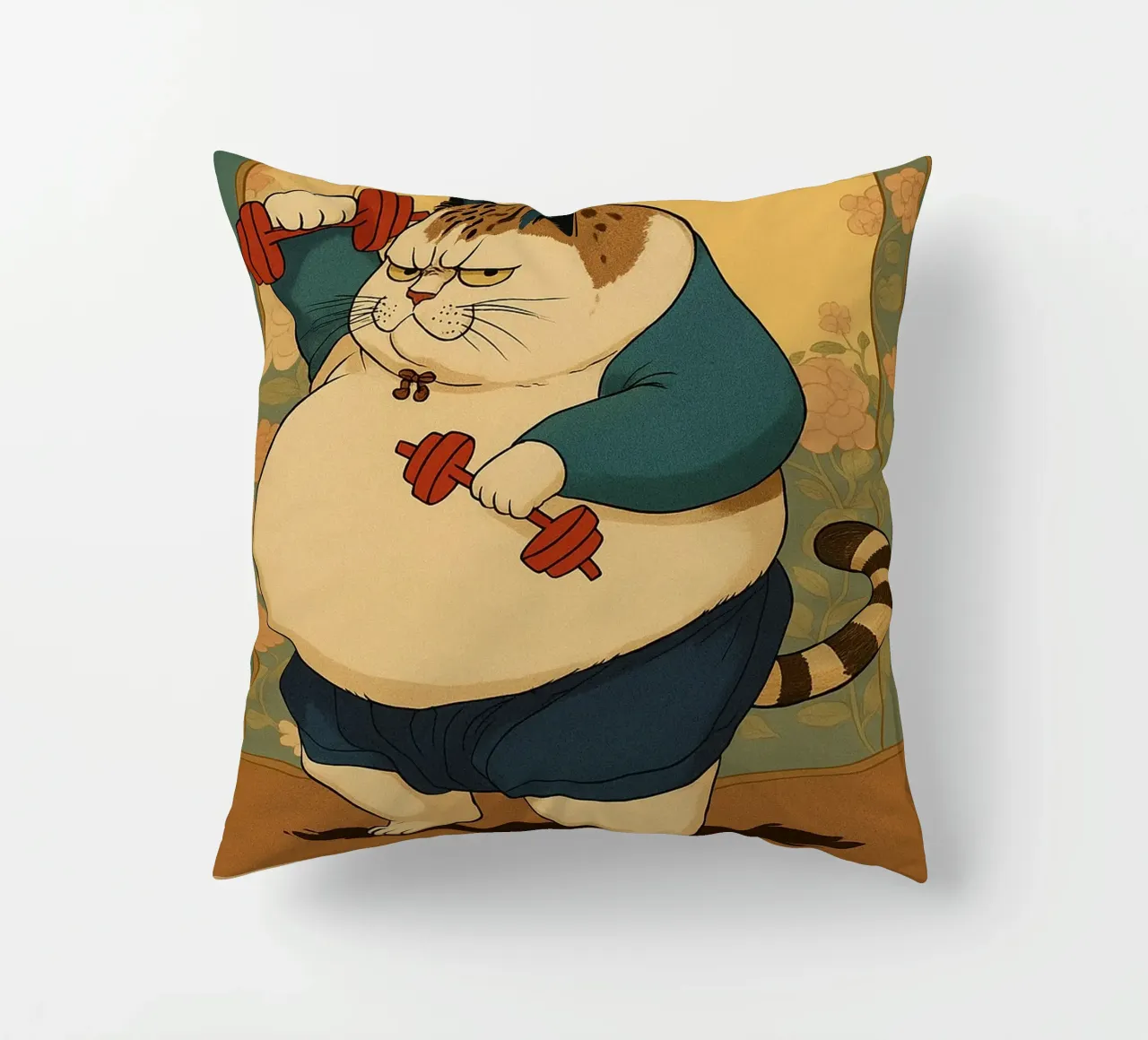 nessun dolore nessun guadagno gatto grasso cuscino da Botania