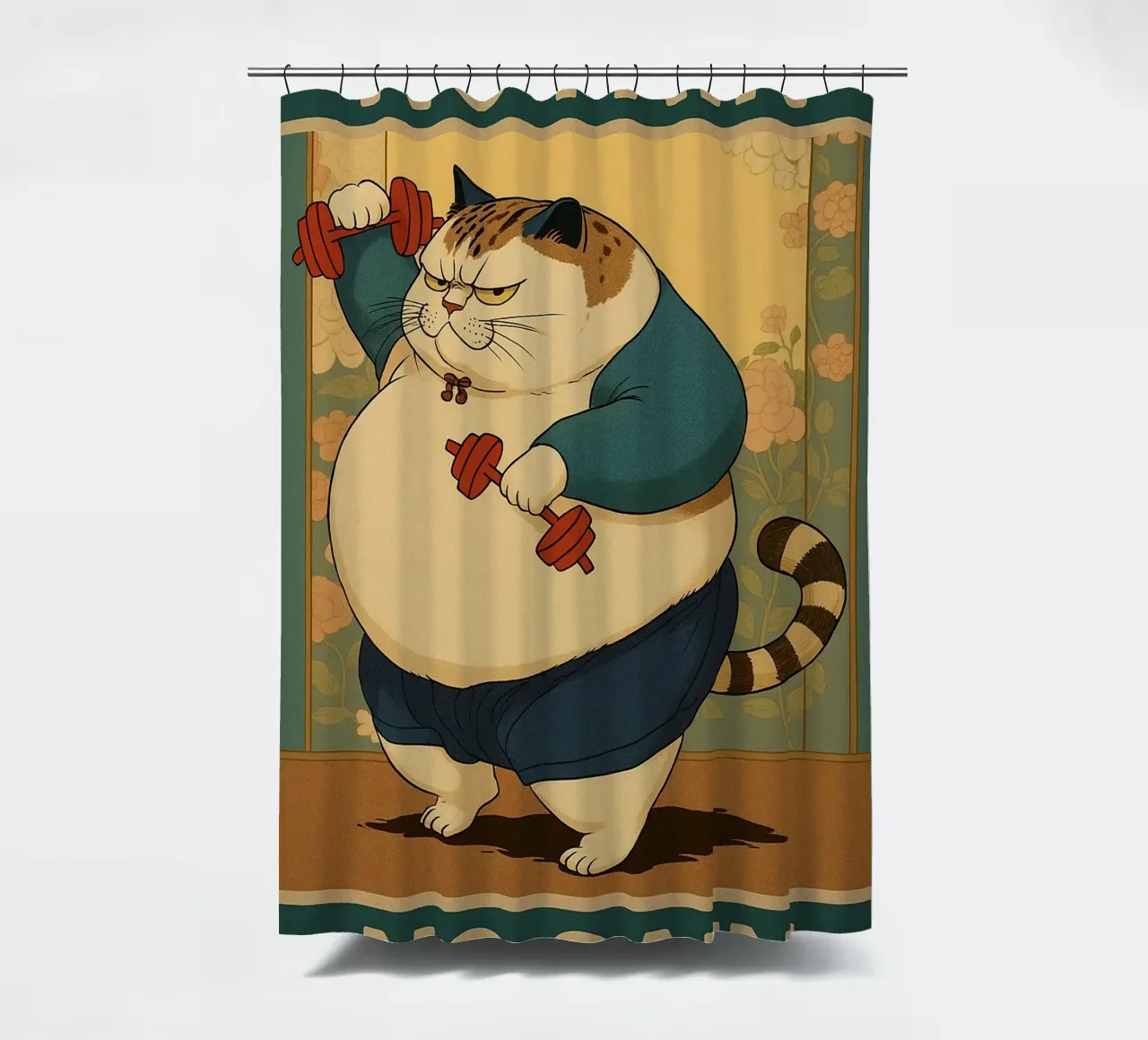 nessun dolore nessun guadagno gatto grasso tenda da doccia da Botania
