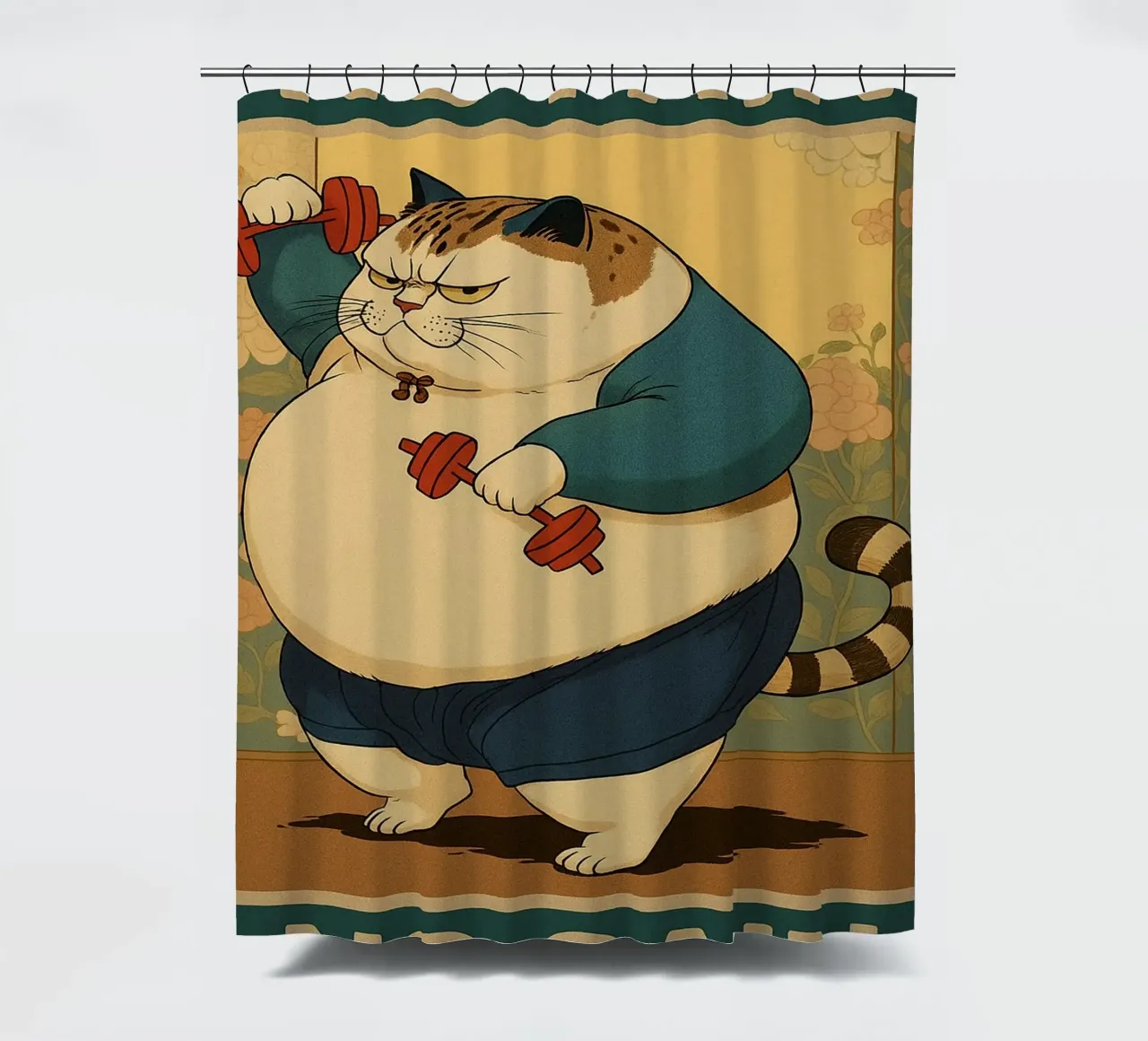 nessun dolore nessun guadagno gatto grasso tenda da doccia da Botania