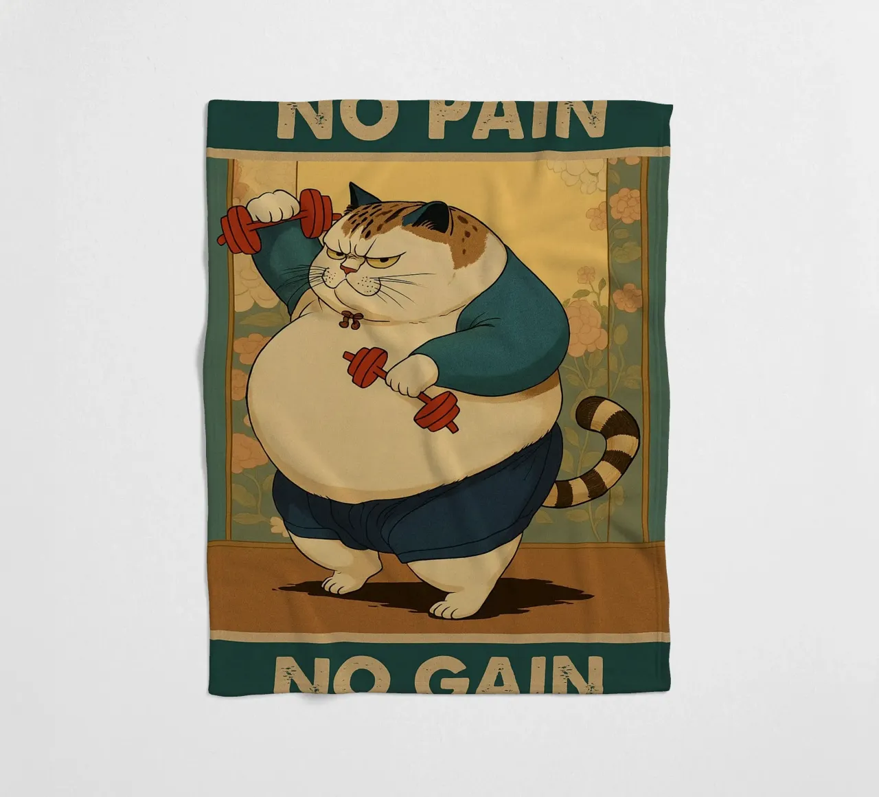 nessun dolore nessun guadagno gatto grasso coperta in pile da Botania