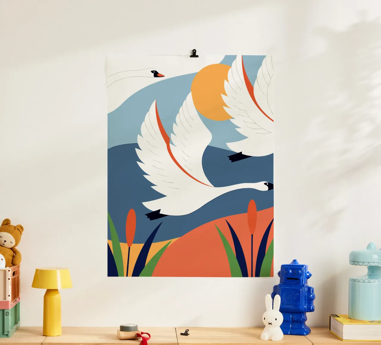 Cigno bianco dietro il sole carta hahnemühle da PROTECT ANIMALS