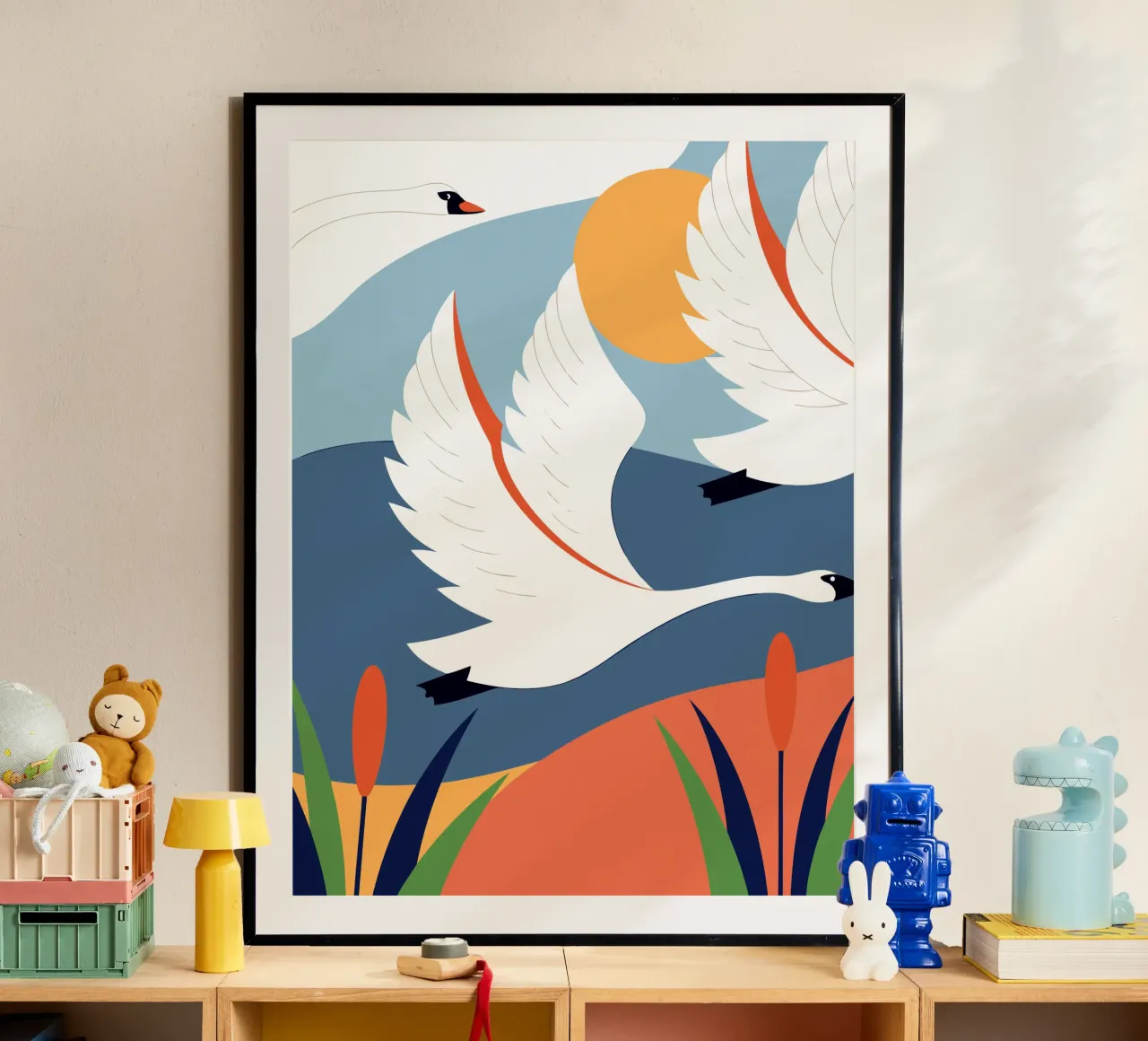 Cigno bianco dietro il sole carta hahnemühle da PROTECT ANIMALS