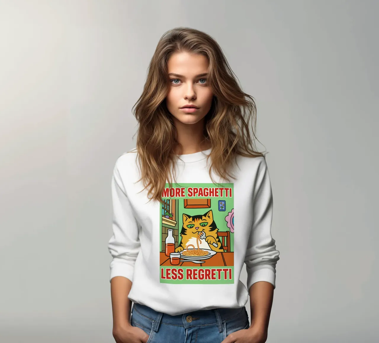more spaghetti less regretti sweatshirt by Botania
