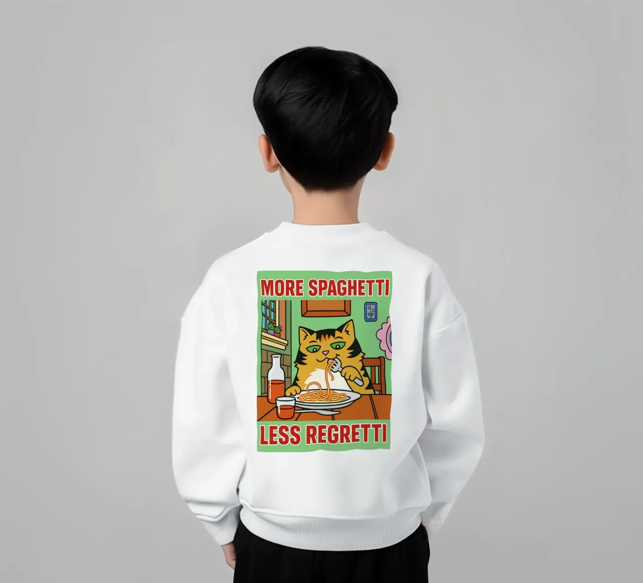 más spaghetti menos regretti sudadera para niño de Botania