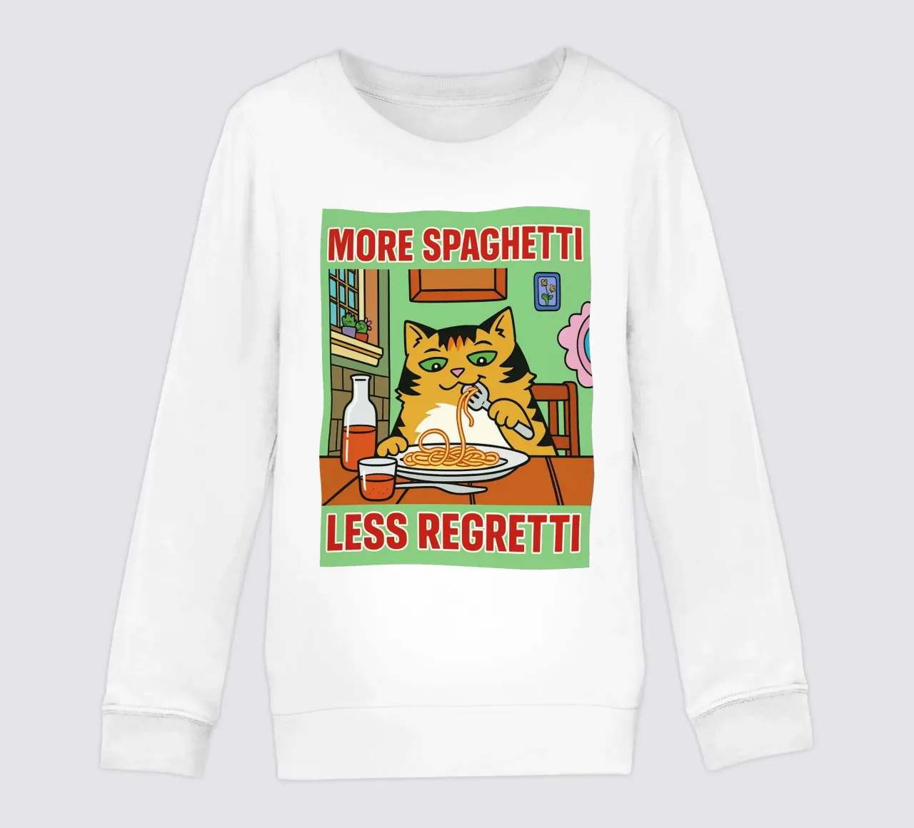 más spaghetti menos regretti sudadera para niño de Botania