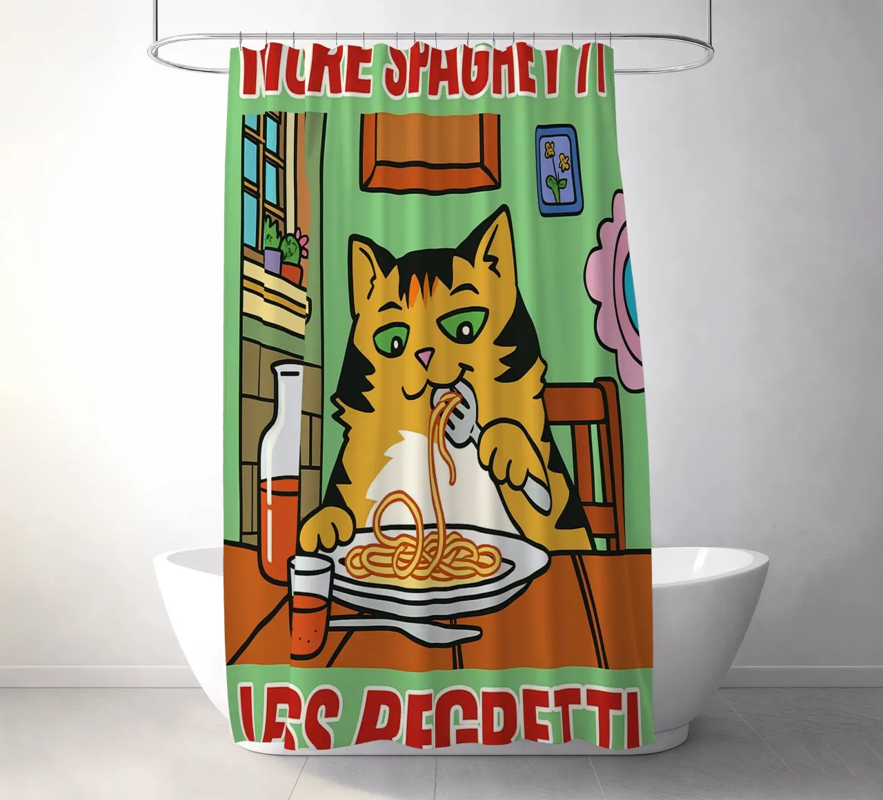 more spaghetti less regretti tenda da doccia da Botania