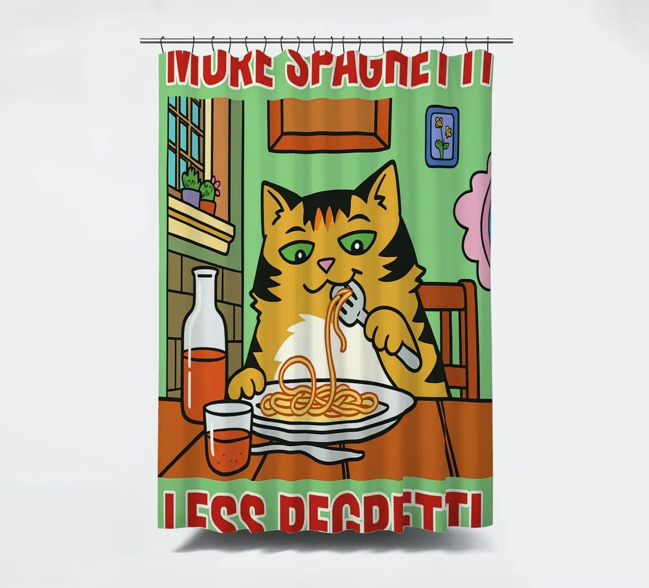 more spaghetti less regretti tenda da doccia da Botania