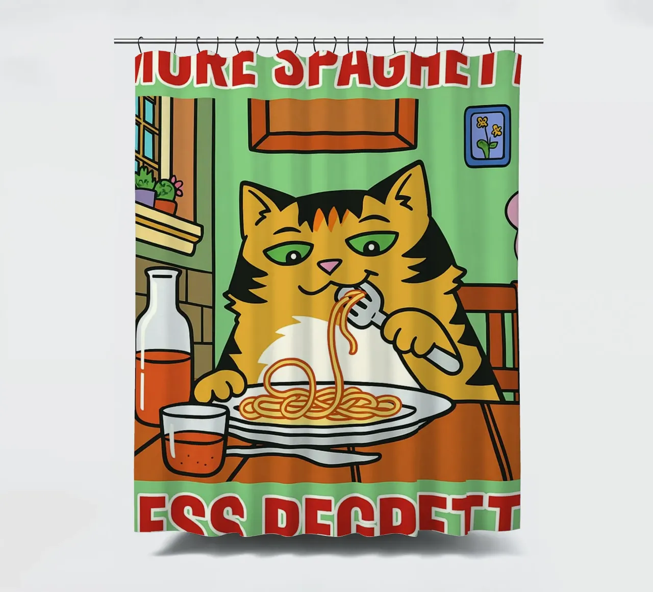 more spaghetti less regretti tenda da doccia da Botania