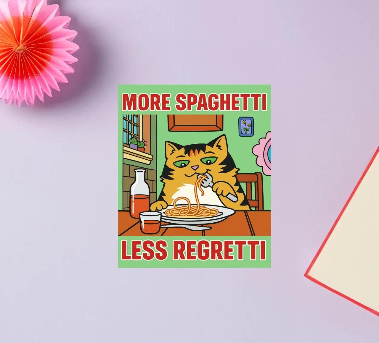 more spaghetti less regretti adesivo da Botania