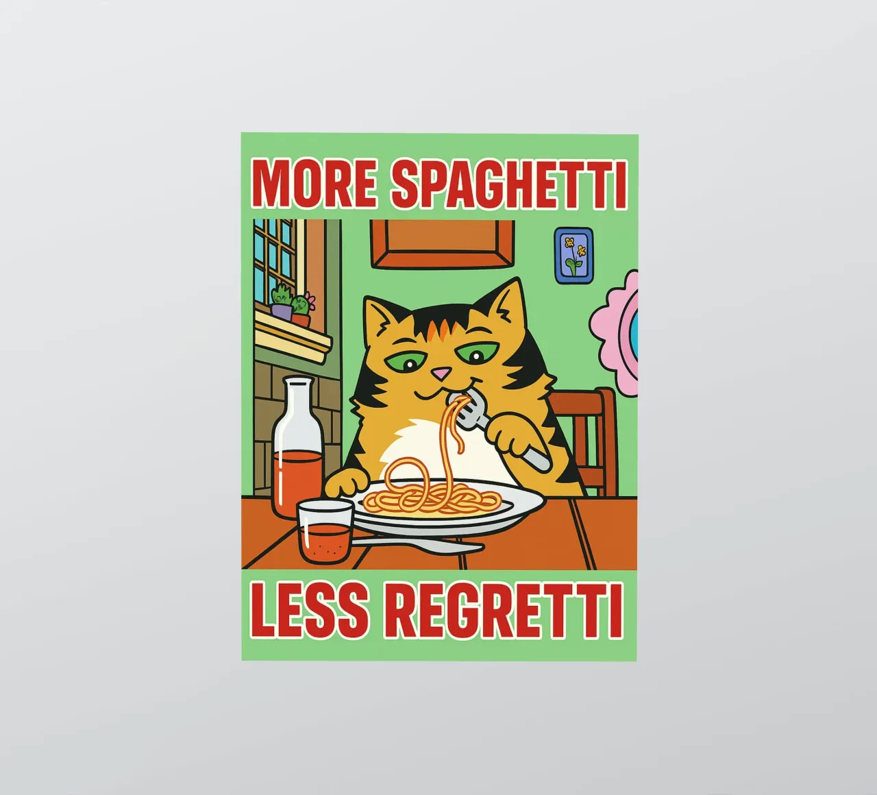 more spaghetti less regretti adesivo da Botania