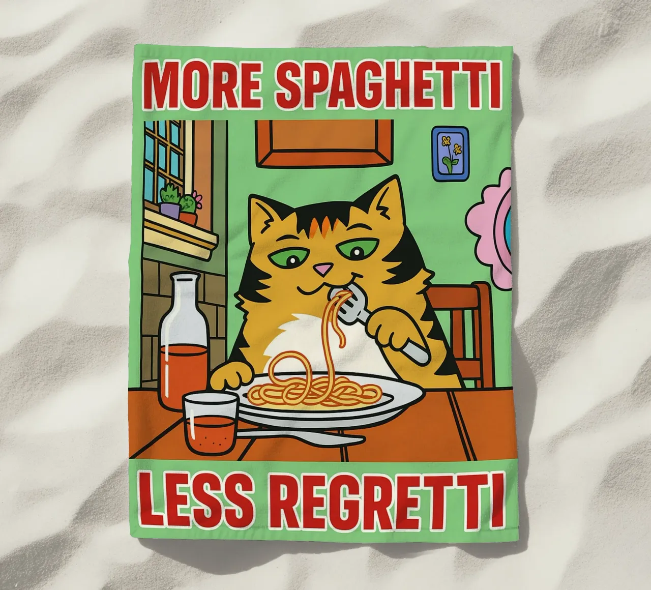 more spaghetti less regretti telo mare da Botania