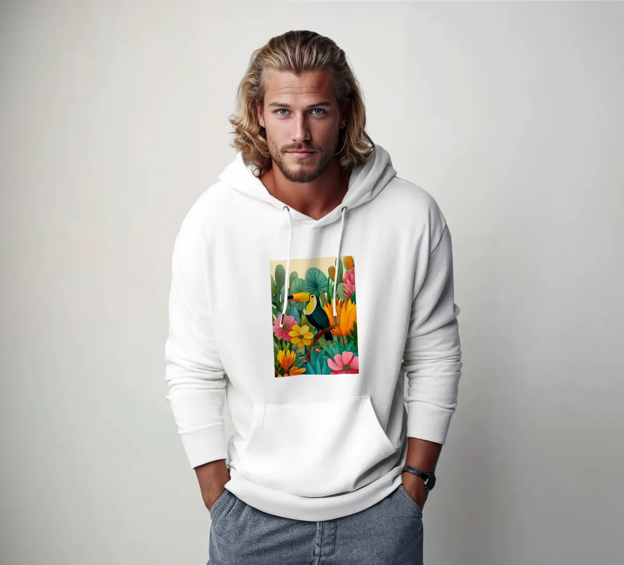 Floral Study: Toucan felpa con cappuccio da Luca