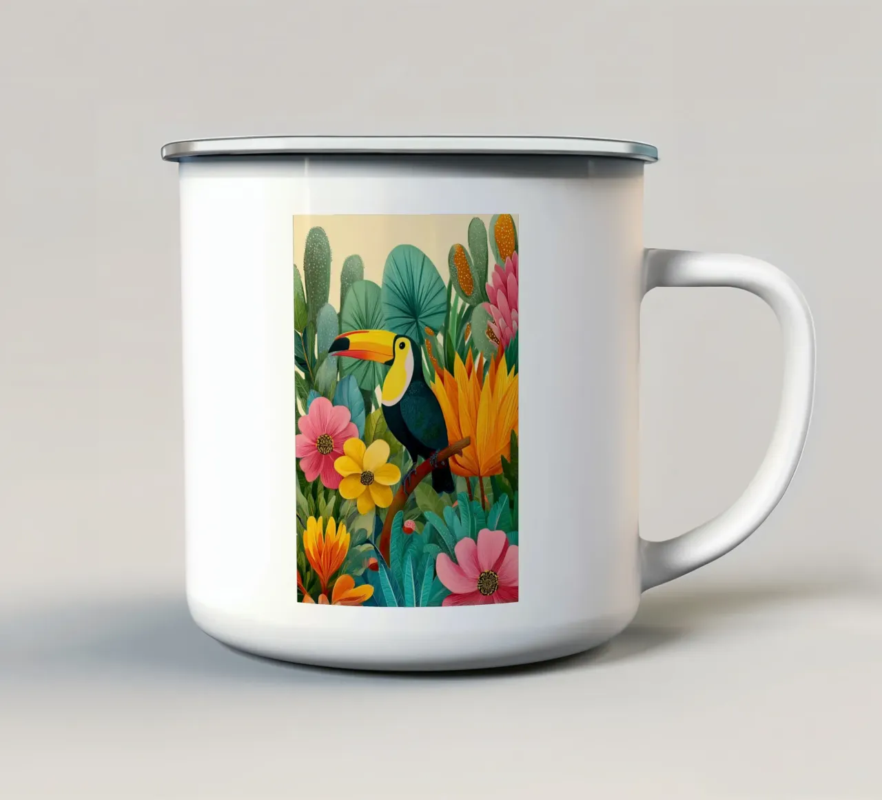 Floral Study: Toucan tazza in smalto da Luca