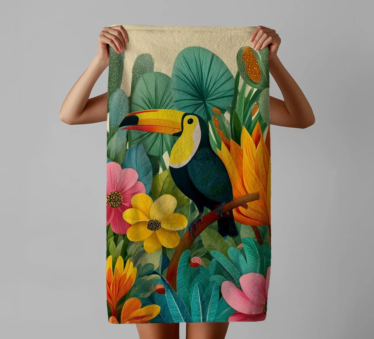 Floral Study: Toucan asciugamano da bagno da Luca