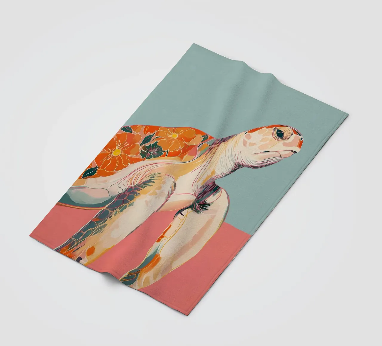 Ocean Bloom: Turtle Fleecedecke von Luca