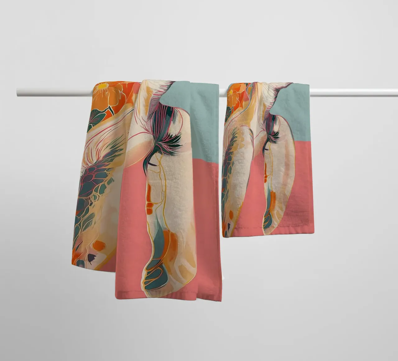 Ocean Bloom: Turtle badhanddoek van Luca