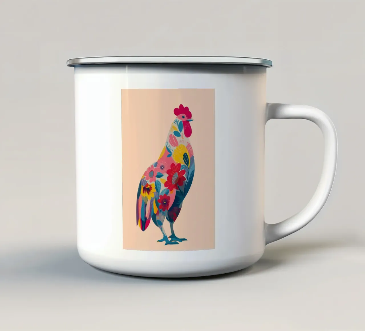 The Blooming Rooster tazza in smalto da Luca