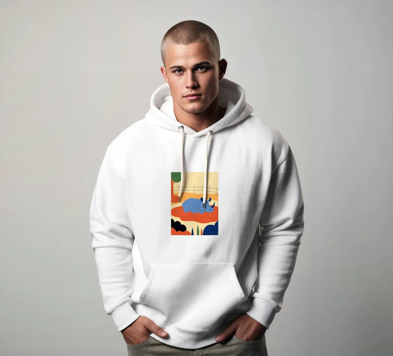 Rinoceronte nel fiume felpa con cappuccio da PROTECT ANIMALS