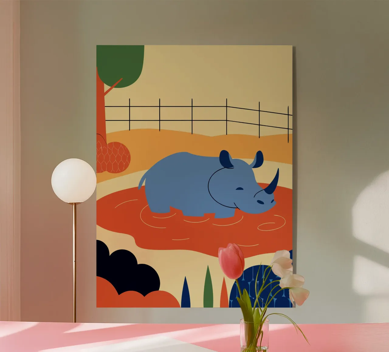 Rinoceronte nel fiume plexiglass da PROTECT ANIMALS