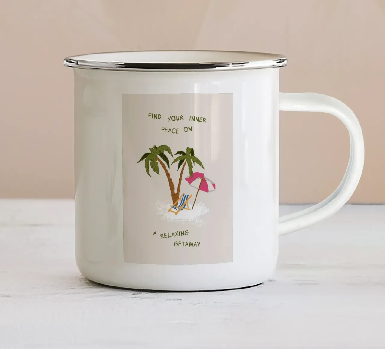 Trova la tua pace interiore tazza in smalto da Franziska Biermann