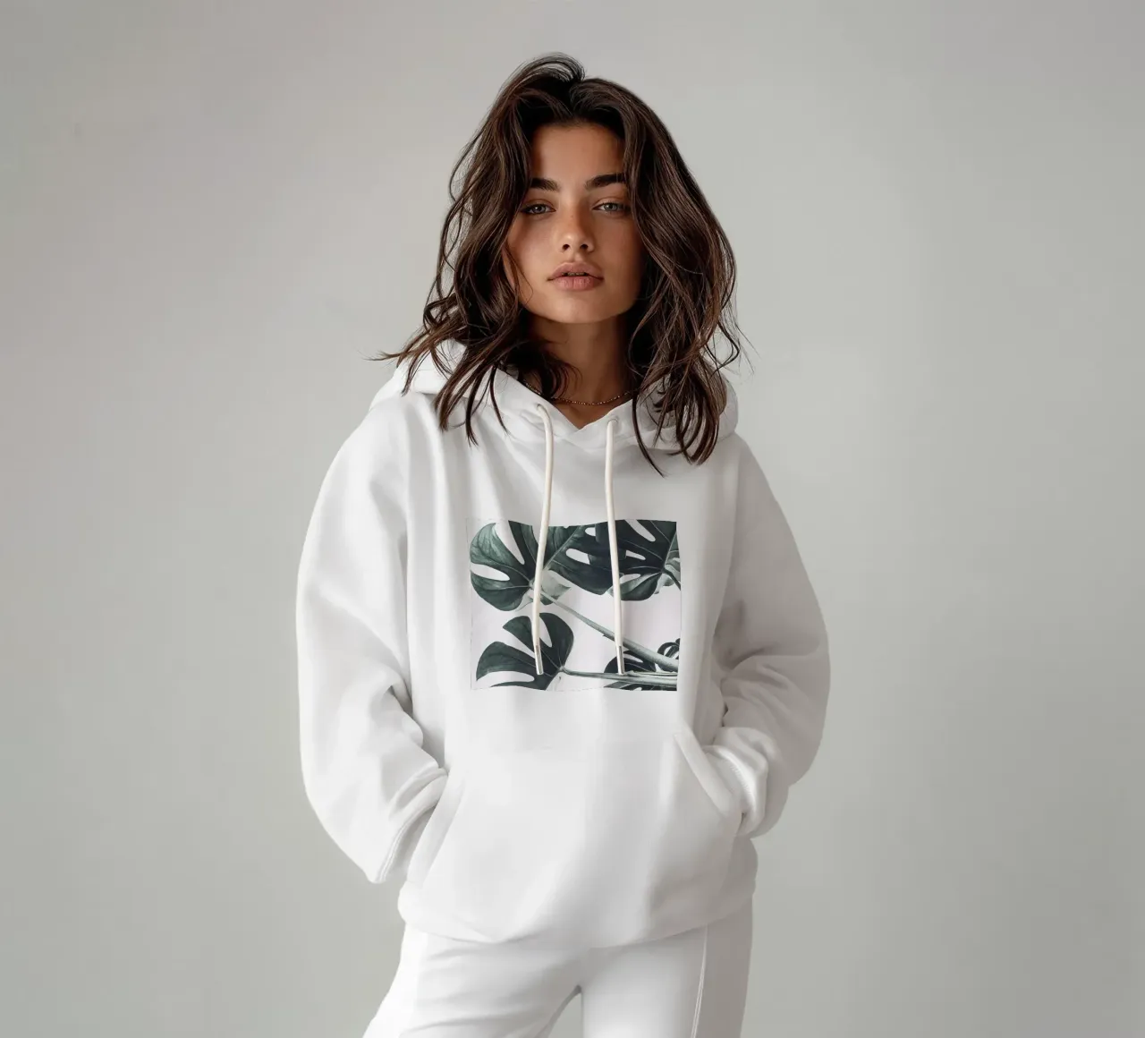 Foglie di Monstera - Design botanico minimalista felpa con cappuccio da Whole©