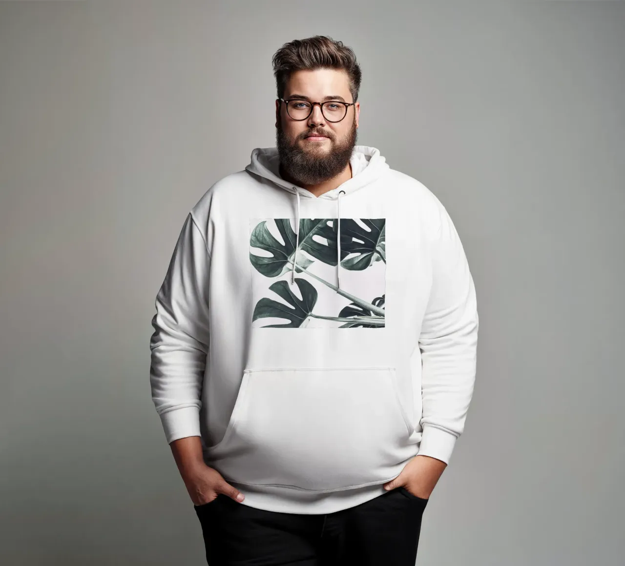 Foglie di Monstera - Design botanico minimalista felpa con cappuccio da Whole©