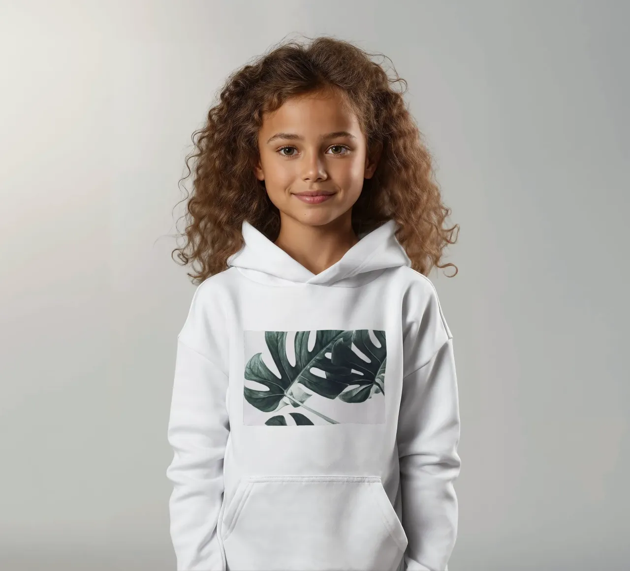 Foglie di Monstera - Design botanico minimalista felpa bambino con cappuccio da Whole©