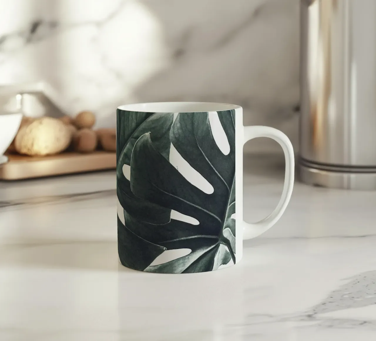 Foglie di Monstera - Design botanico minimalista tazza in ceramica da Whole©