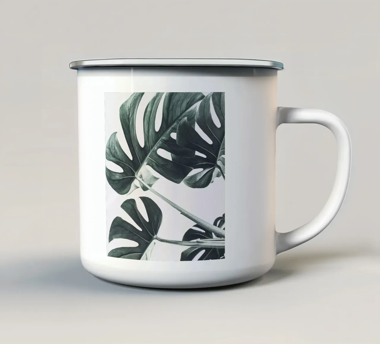 Foglie di Monstera - Design botanico minimalista tazza in smalto da Whole©