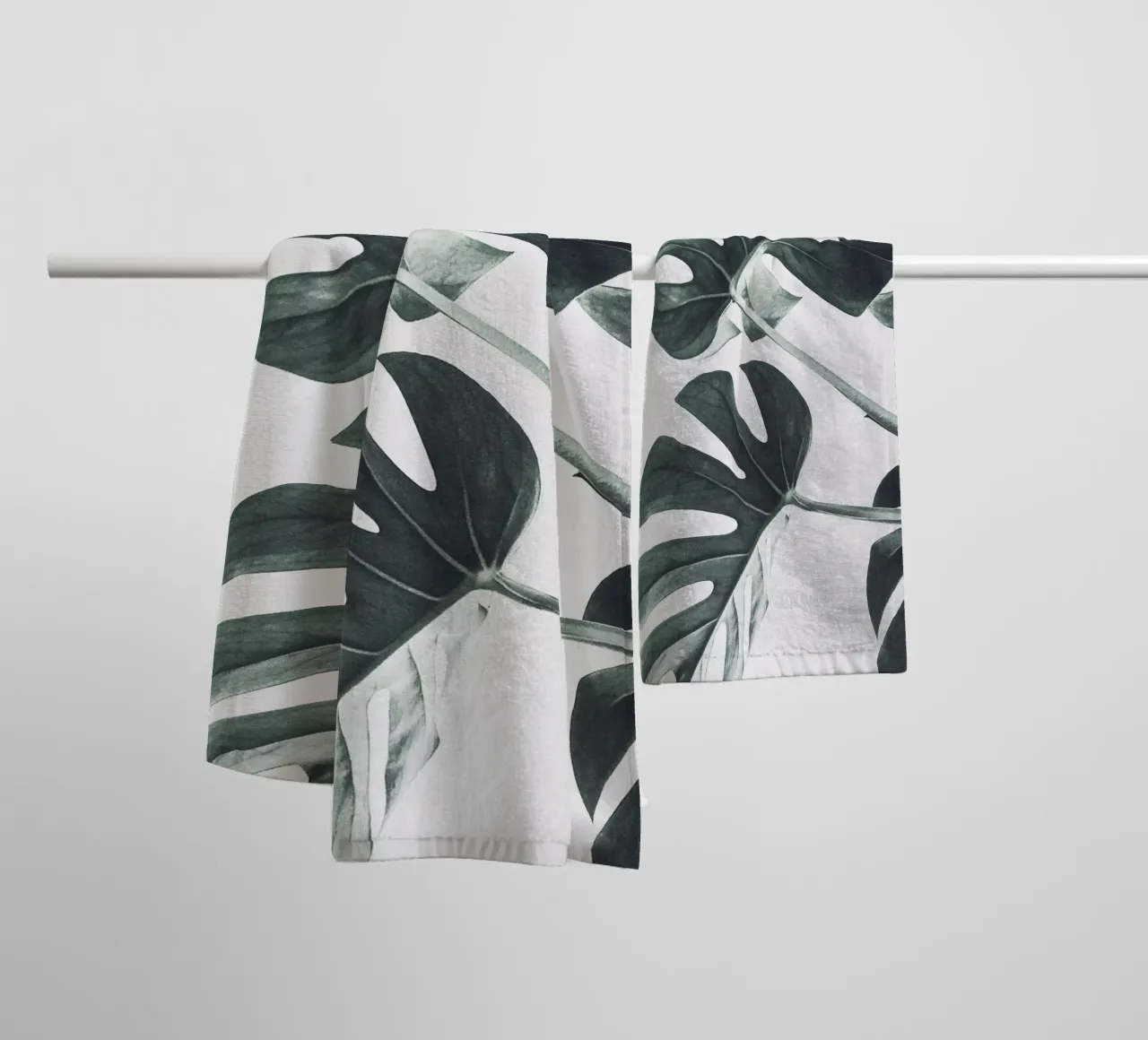 Foglie di Monstera - Design botanico minimalista asciugamano da bagno da Whole©