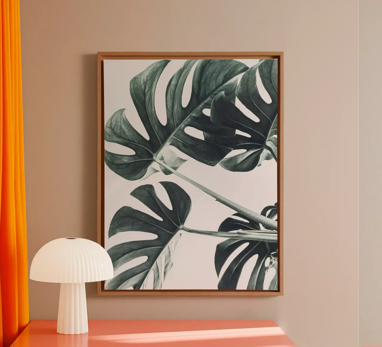 Foglie di Monstera - Design botanico minimalista tela con Cornice a cassetta da Whole©