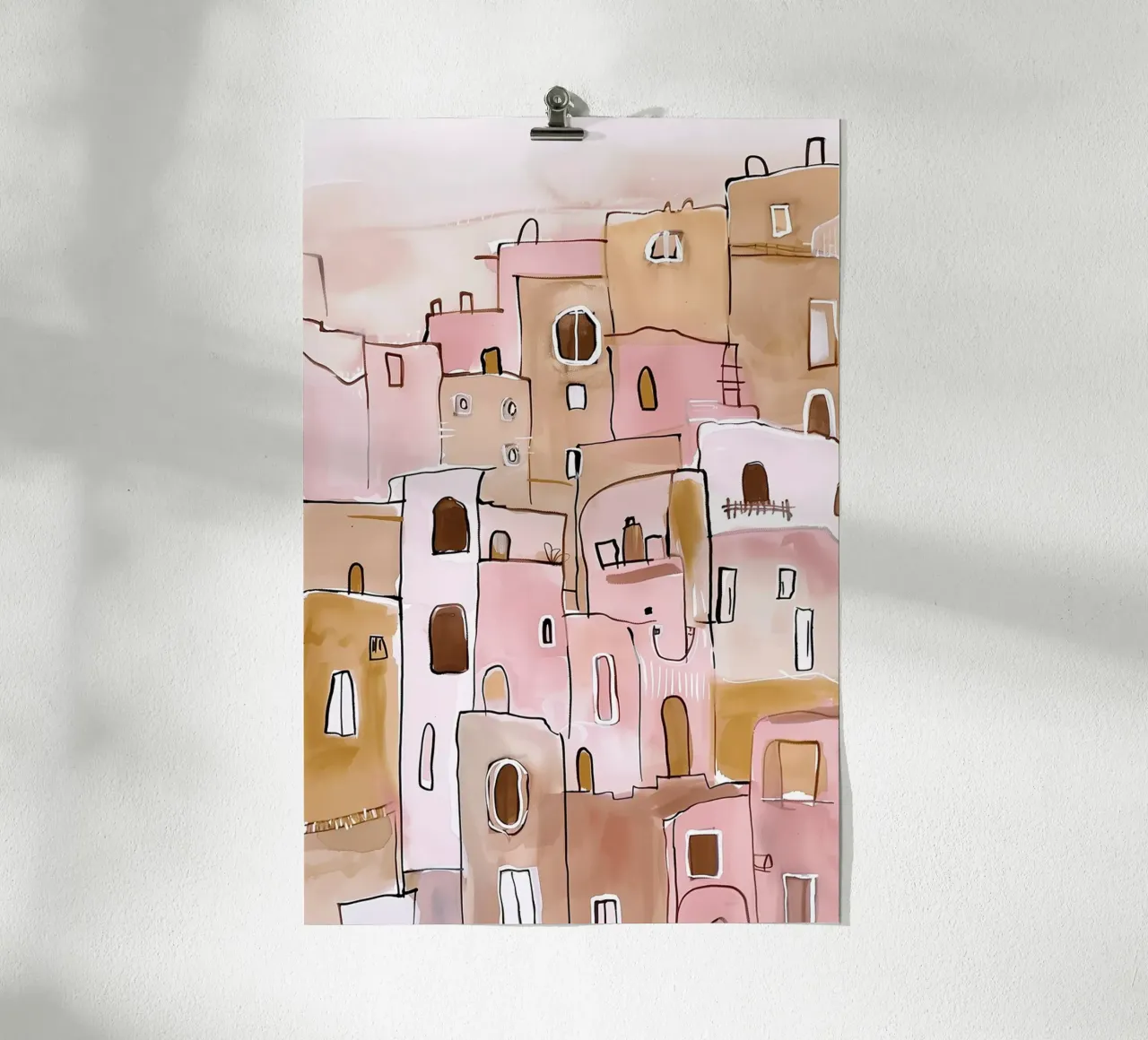 Hillside Village Serenity poster con telaio in alluminio da BALIKA HOMES ART