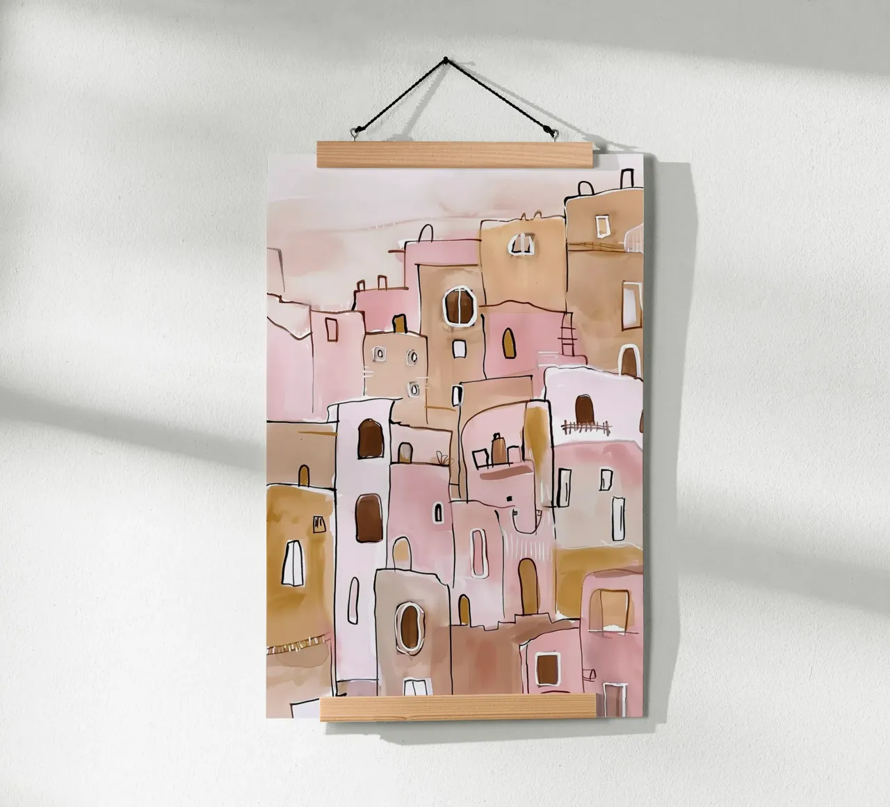 Hillside Village Serenity poster con telaio in alluminio da BALIKA HOMES ART