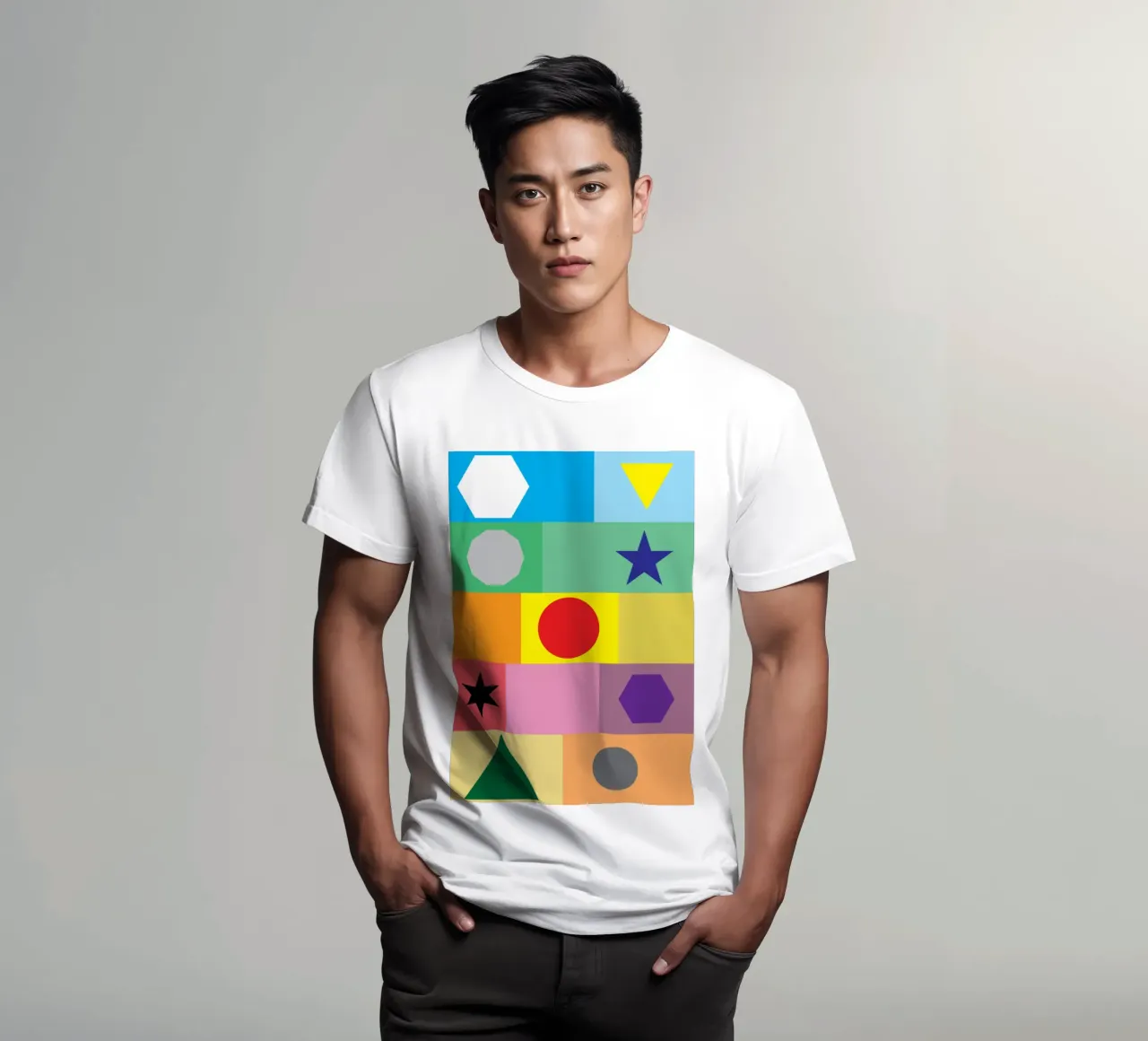 cerchio poligono stella quadrato puzzle t-shirt da xandrax