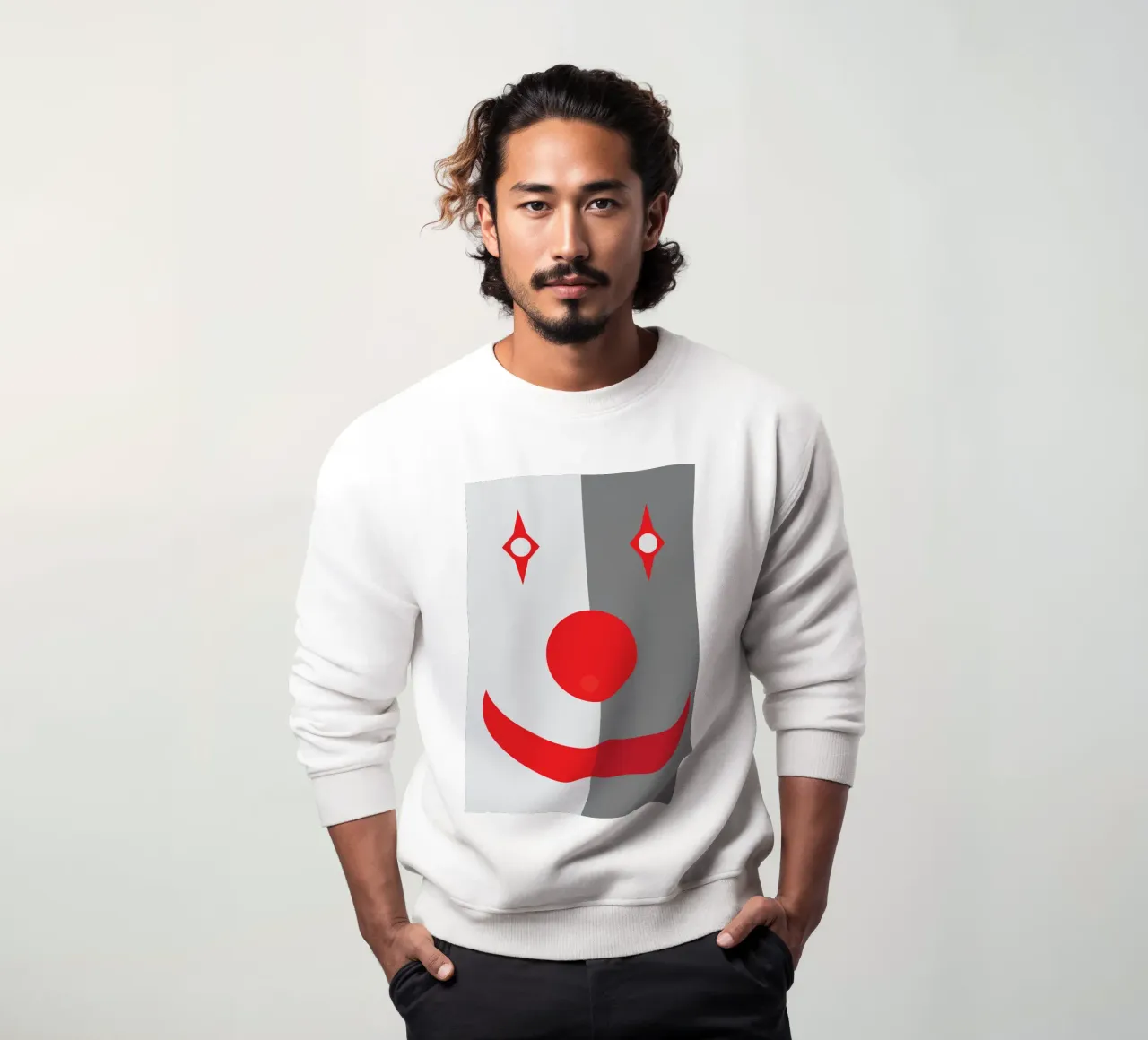 faccia da clown quadrata design imaginations felpa da xandrax