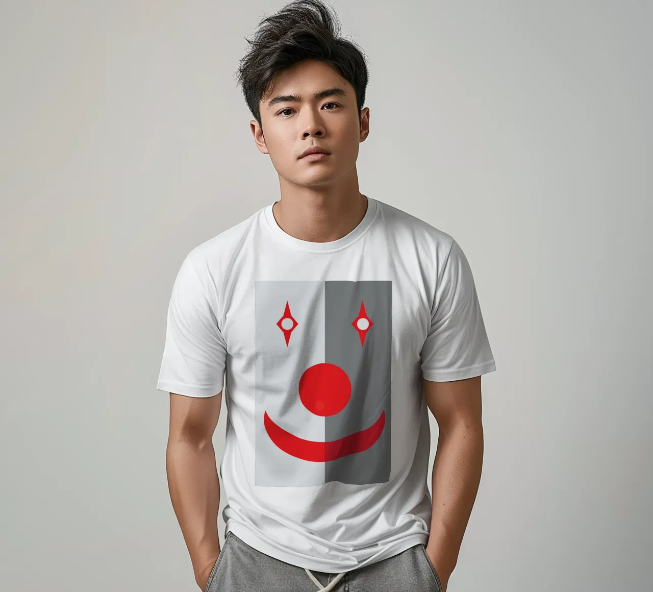 faccia da clown quadrata design imaginations t-shirt da xandrax