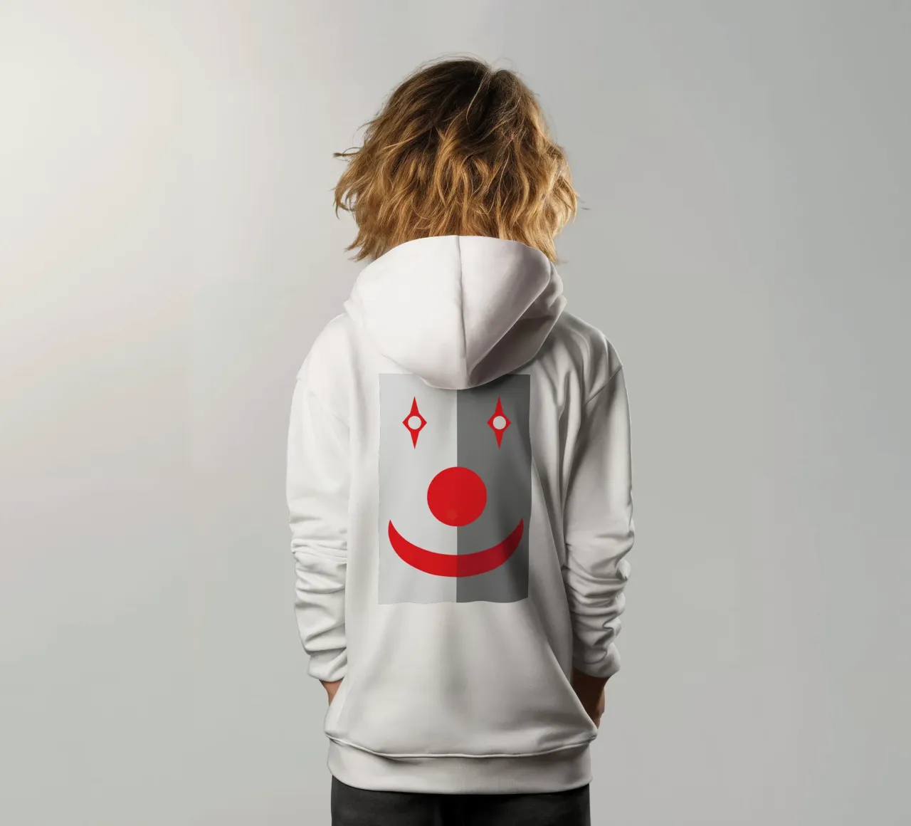 faccia da clown quadrata design imaginations felpa bambino con cappuccio da xandrax