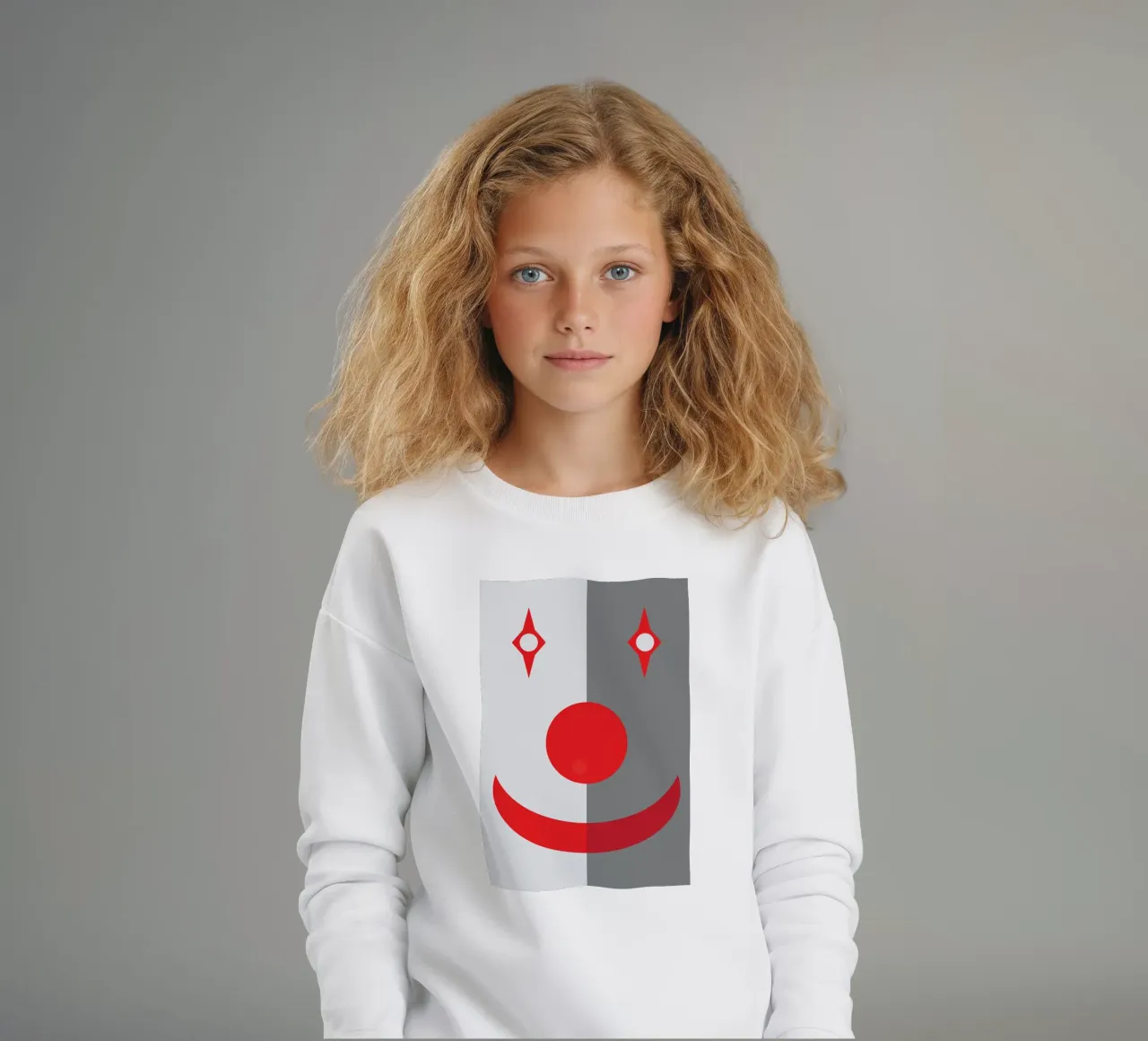 faccia da clown quadrata design imaginations felpa bambino da xandrax