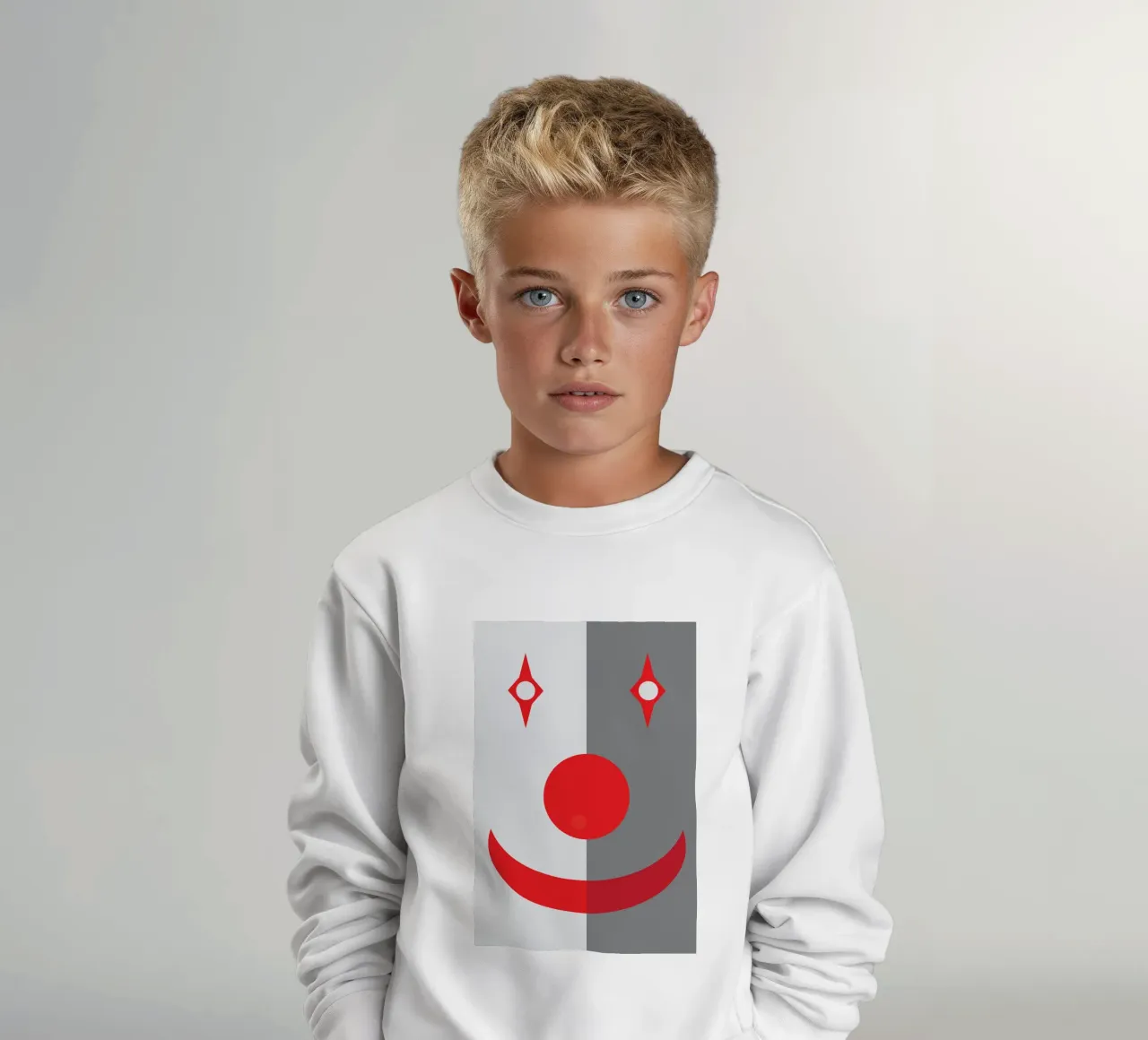 faccia da clown quadrata design imaginations felpa bambino da xandrax