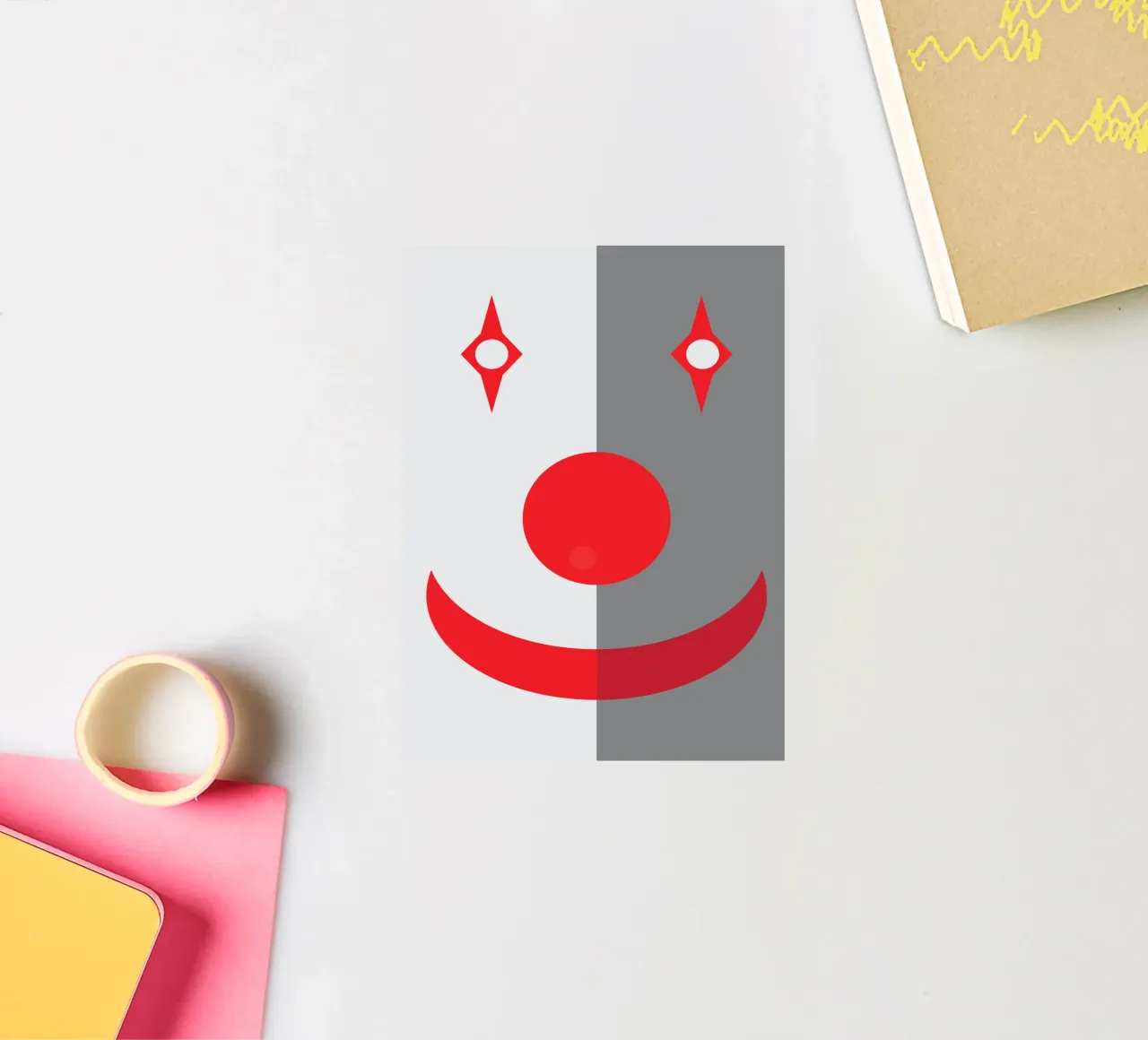 faccia da clown quadrata design imaginations adesivo da xandrax