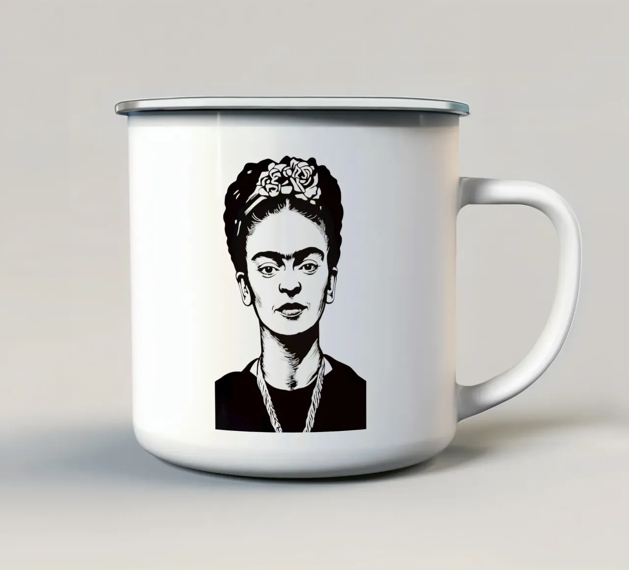 Frida Kahlo in bianco e nero tazza in smalto da Autofocus
