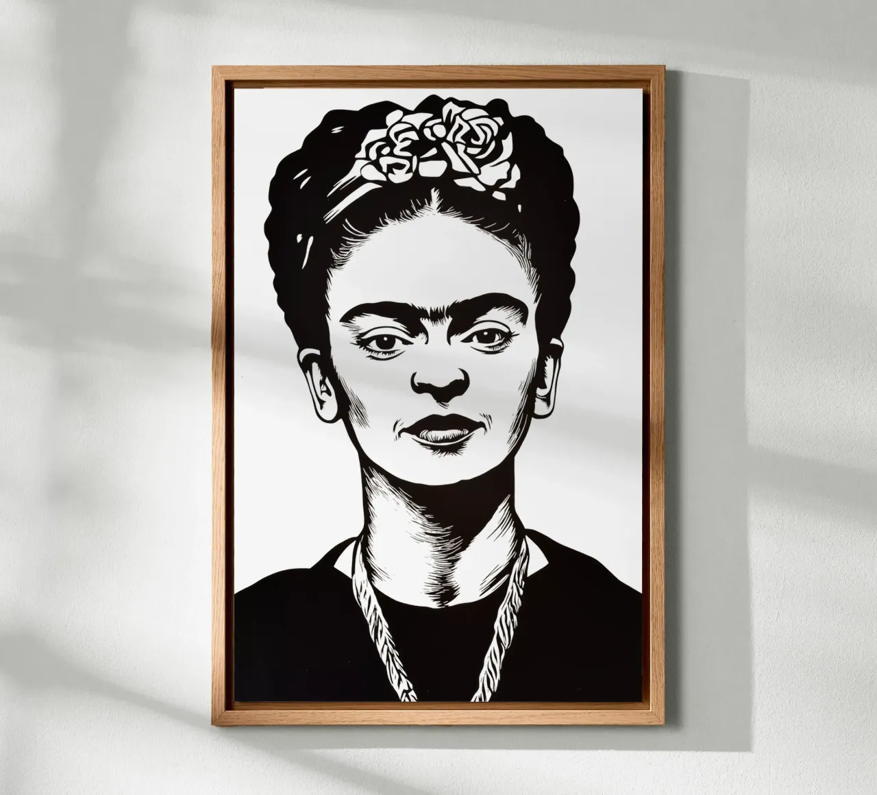 Frida Kahlo in zwart-wit canvas met Baklijst van Autofocus
