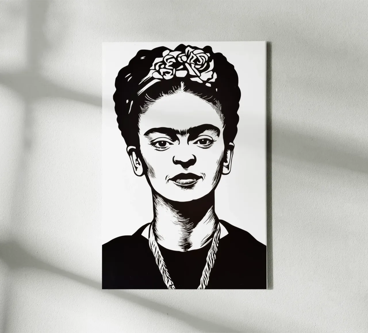 Frida Kahlo in zwart-wit canvas met Baklijst van Autofocus