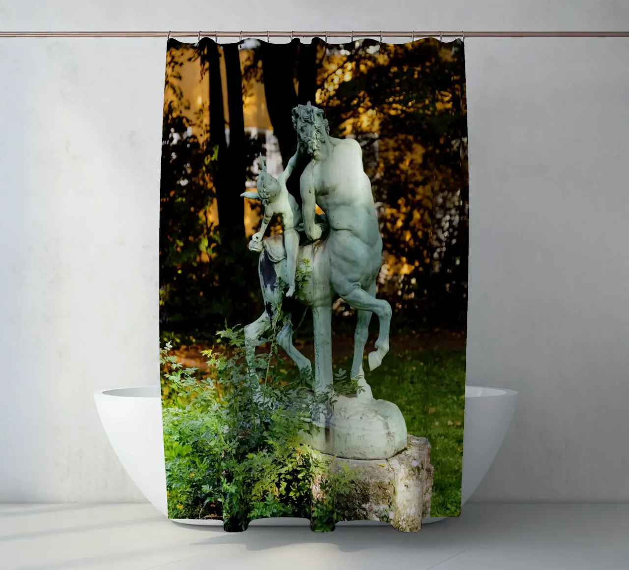 Statua nel quartiere Borstei di Monaco di Baviera tenda da doccia da Borstei München